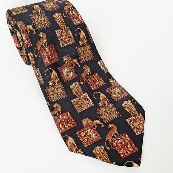 Salvatore Ferragamo Other - Salvatore Ferragamo tie silk black lion tigers